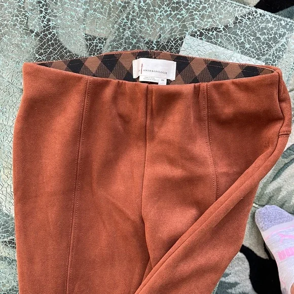 NEW Anthropologie Brown Faux Suede Leggings - Picture 6 of 7